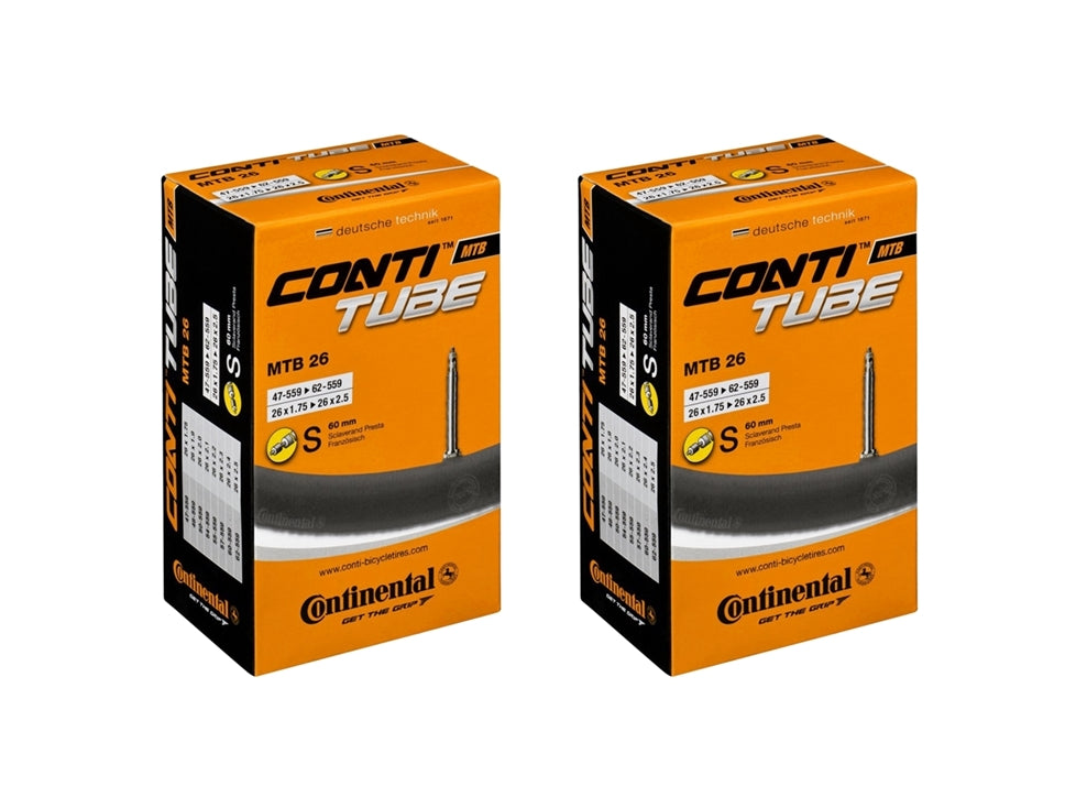 Continental Mountain Bike Inner Tube MTB 26" Presta 60mm Long Valve 26x1.75-2.5
