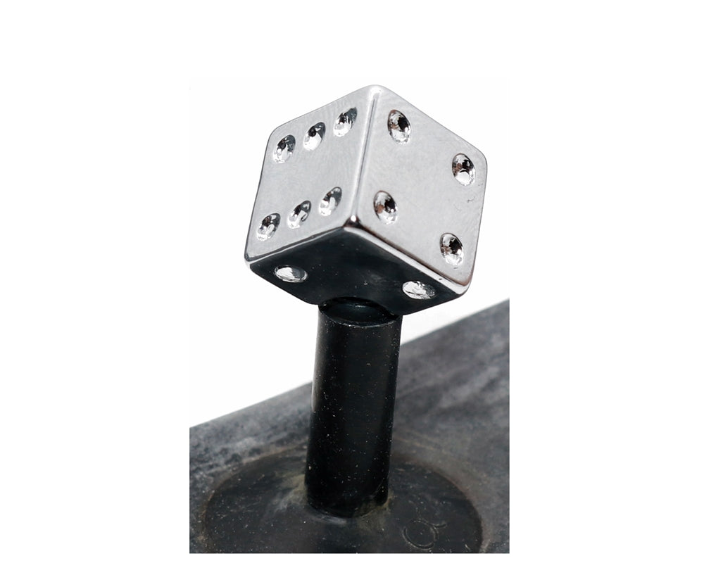 Pair of Chrome Silver Plastic Dice Bike Dust Caps - Schrader Car Type Auto Valve