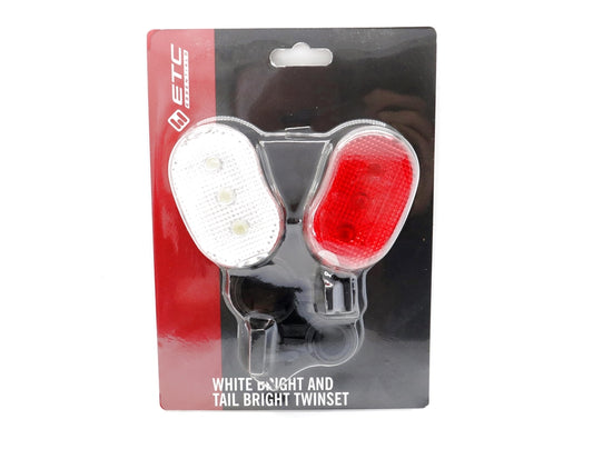 ETC Bright LED Cycle Light Set Front & Rear - Including Batteries* & Brackets