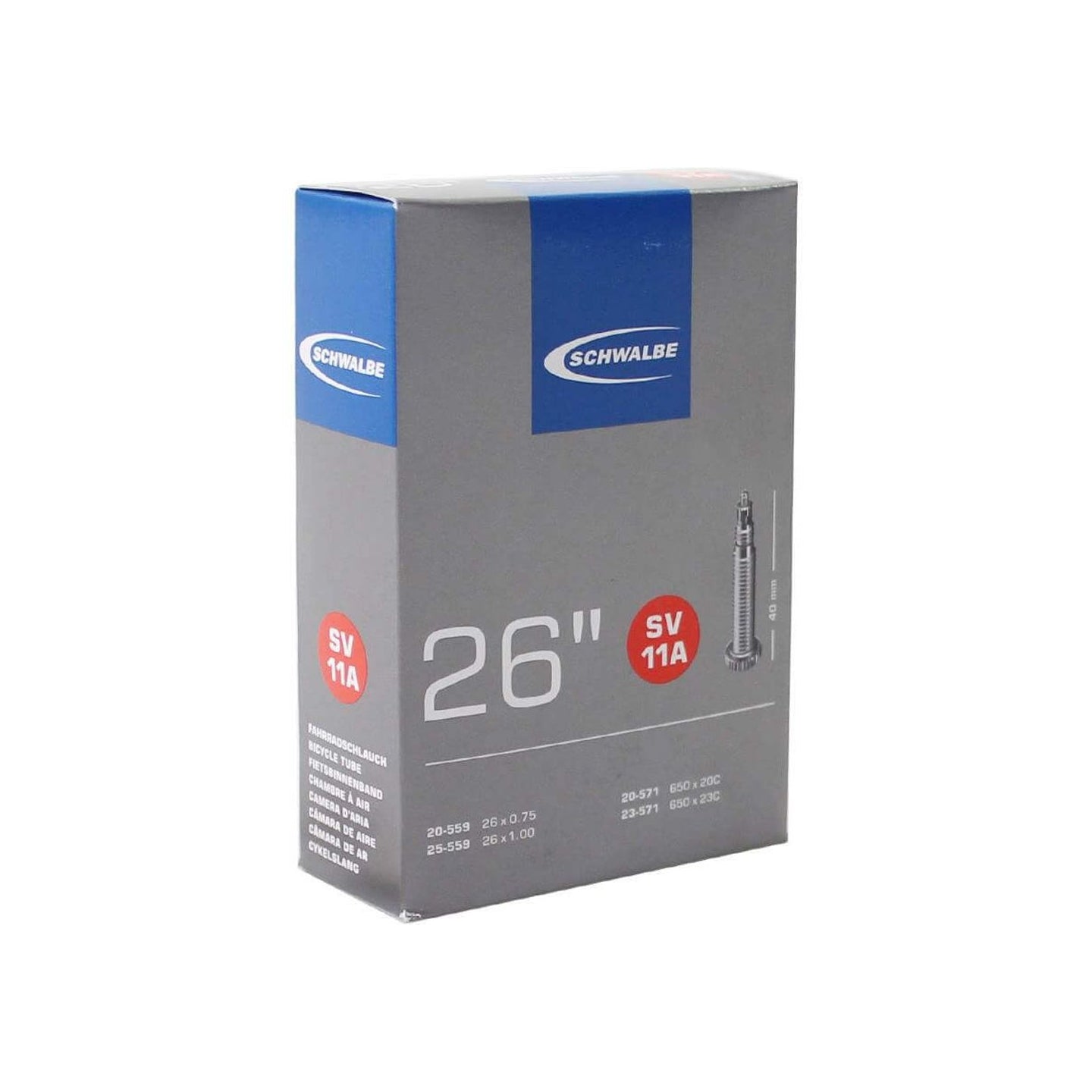 Schwalbe SV11A 650C Bike Inner Tube 650x20c - 650x23c Presta High Pressure Valve