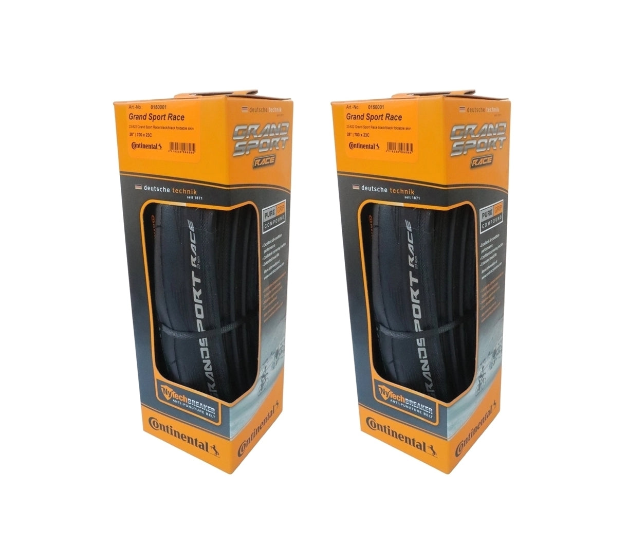 Continental Grand Sport Race 700c Road Bike Tyres 700x23c (23-622) Presta Inner Tube Bundle