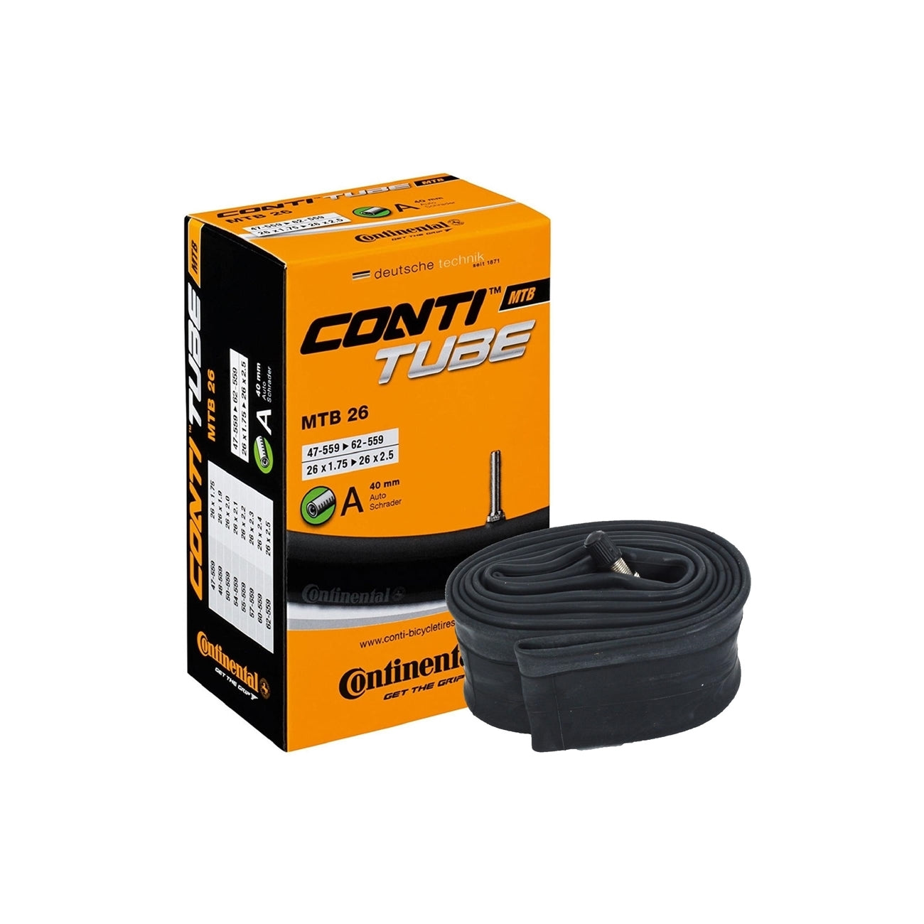 Continental Mountain Bike Inner Tube MTB 26" Schrader 40mm Valve 26x1.75-2.5