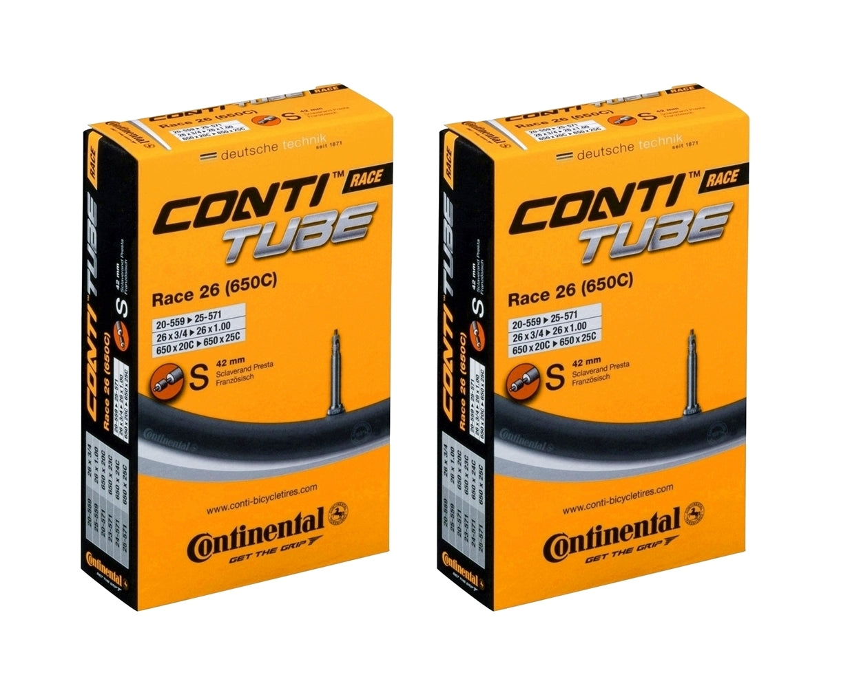Continental Racing Bike Inner Tube Race 26 (650c) Presta 42mm Valve 650x20c-25c