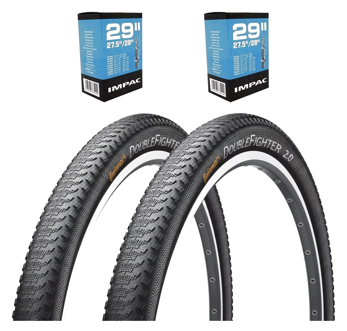 Continental Double Fighter III 29" MTB Tyres 29x2.00 Presta Tube Set