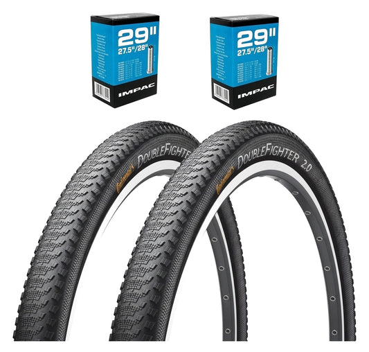 Continental Double Fighter III 29" MTB Tyres 29x2.00 Schrader Tube Set
