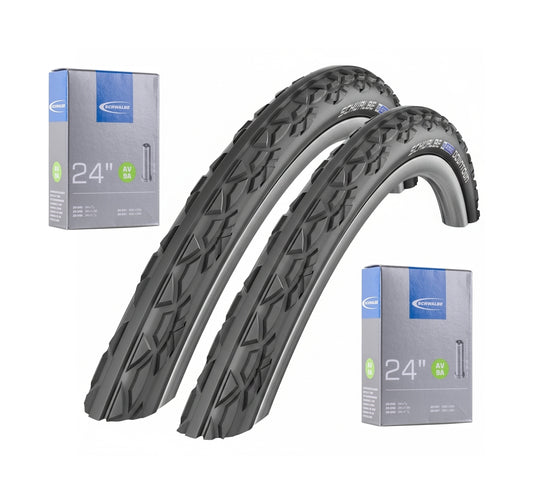 Schwalbe Downtown Wheelchair Tyres 24x1 (25-540) AV9A Schrader Tube Bundle