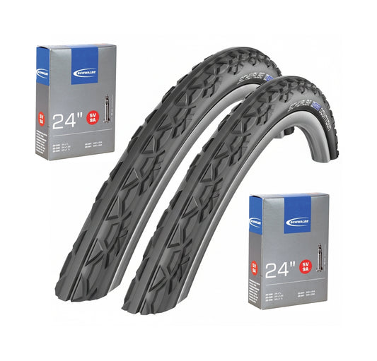 Schwalbe Downtown Wheelchair Tyres 24x1 (25-540) SV9A Presta Tube Bundle