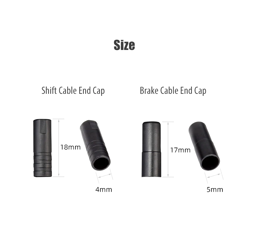 20x Bike Outer Cable Ends - 4mm Gear or 5mm Brake Housing Cap Open Ferrule Black