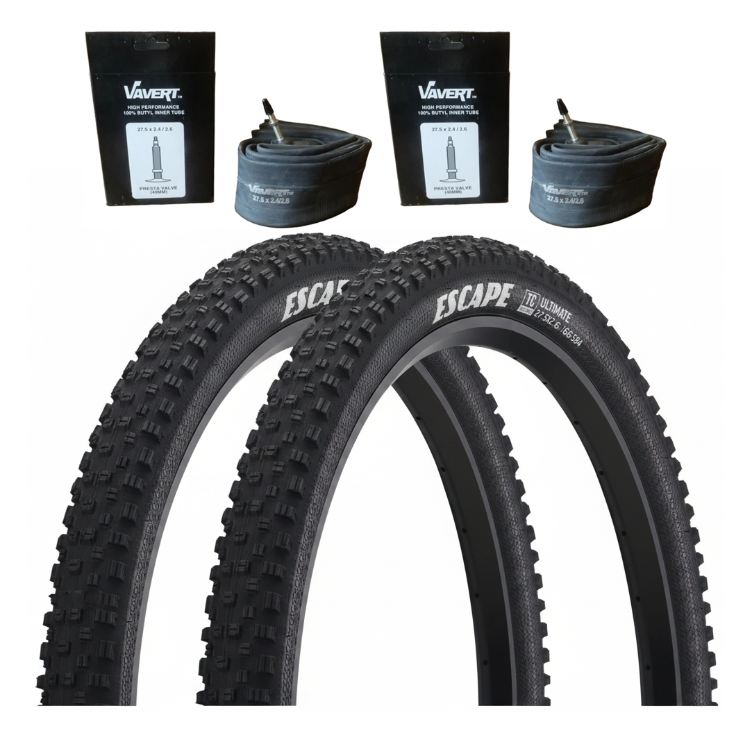 Goodyear Escape TC Ultimate 27.5x2.6 Bike Tyres (66-584) Presta Inner Tube Bundle