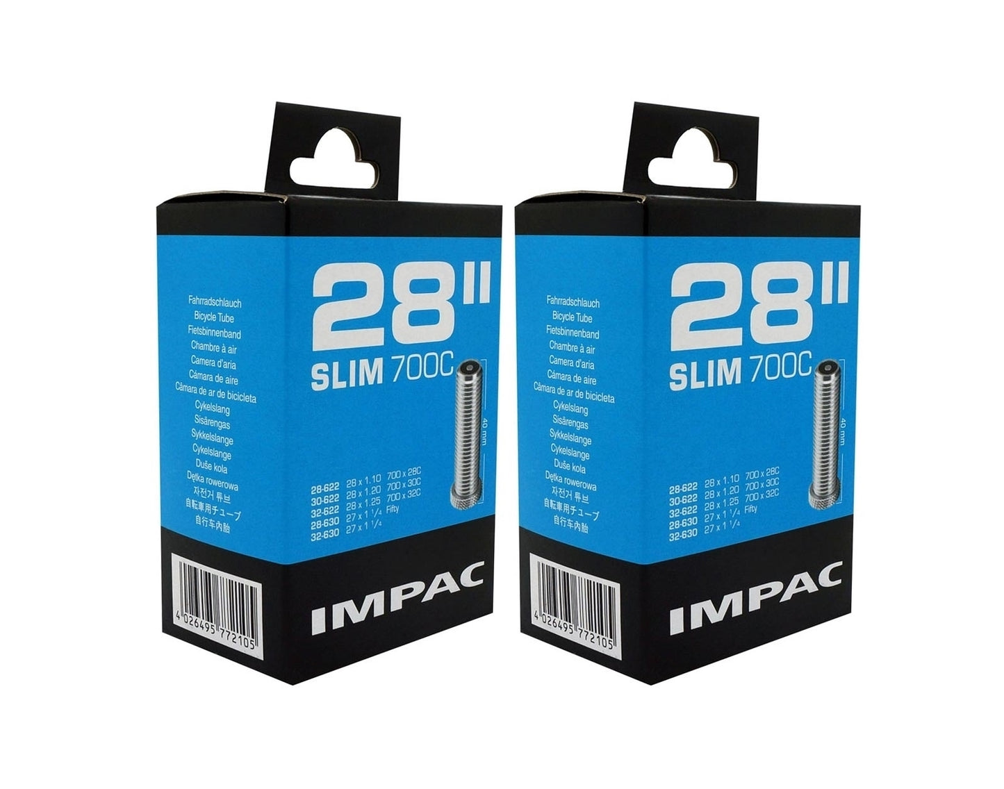 Bike Inner Tube 28 Inch Slim 700c 28/32 - 27x1 1/4" Presta or Schrader Valve