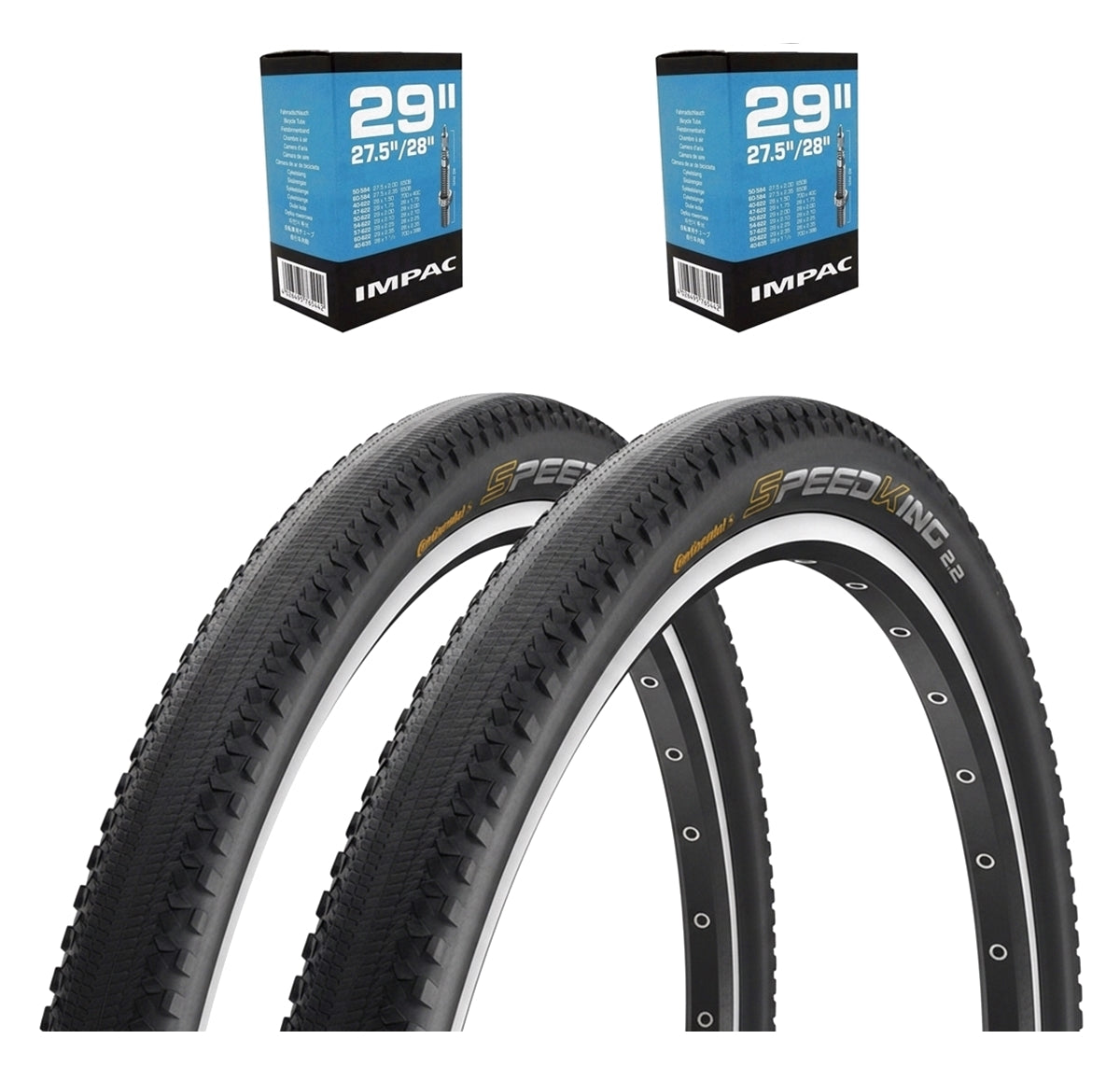 Continental Speed King RaceSport 27.5" MTB Tyres 27.5x2.20 Presta Tube Set