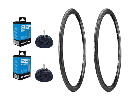 700x28c Road Touring Hybrid Bike Tyres (28-622) 700c Schrader Inner Tube Bundle