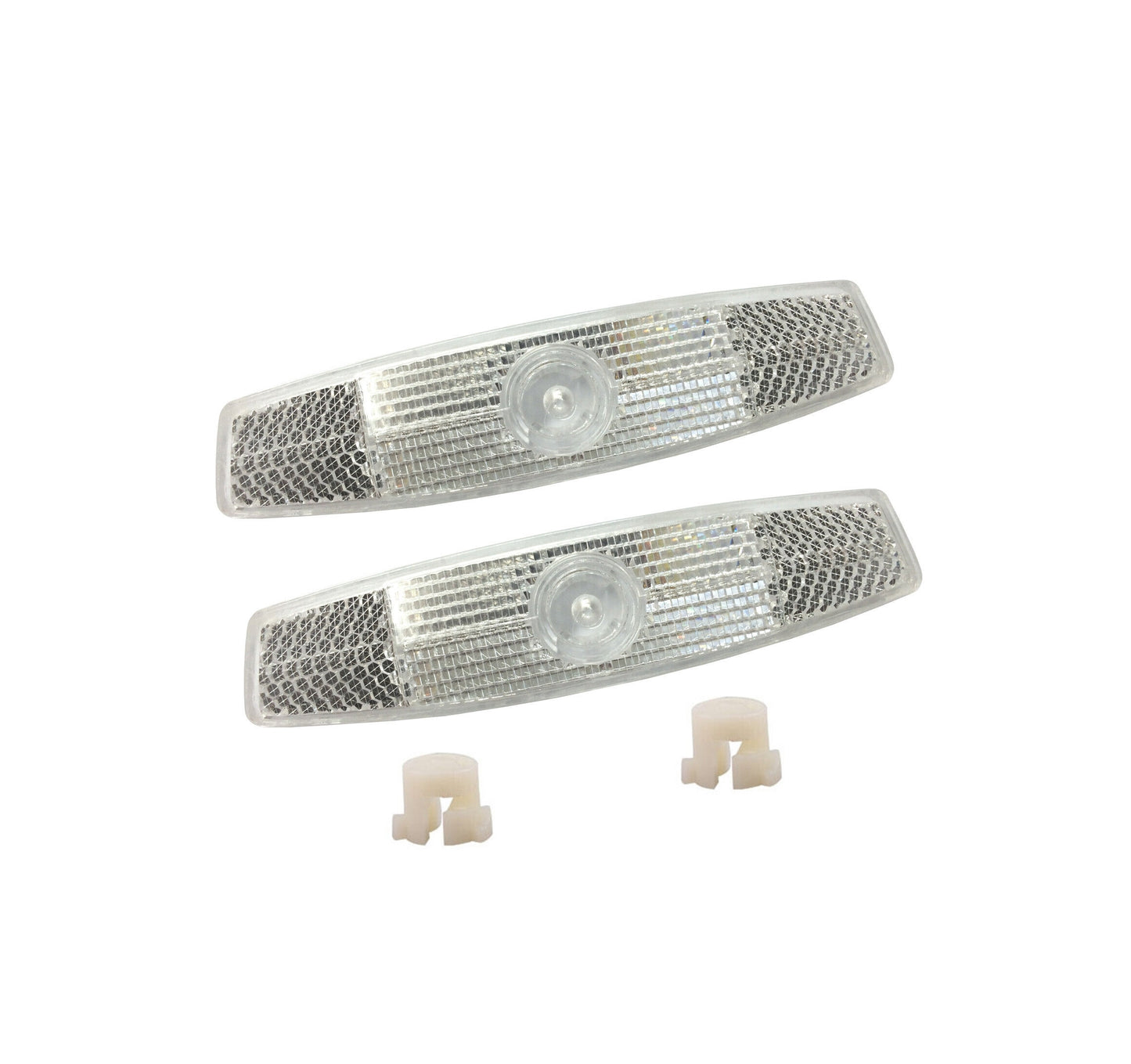 Bike Wheel Spoke Reflectors - White (Pair) with Fitting Clips